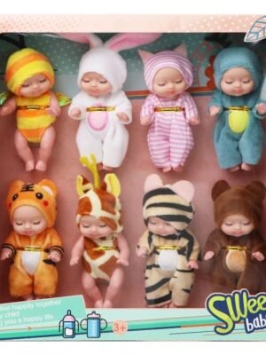 3.5′ Sleeping Baby, 6pcs/d.bx Flat Pack | New Mini Reborn Baby Doll Set With Clothes | Realistic Toy For Children