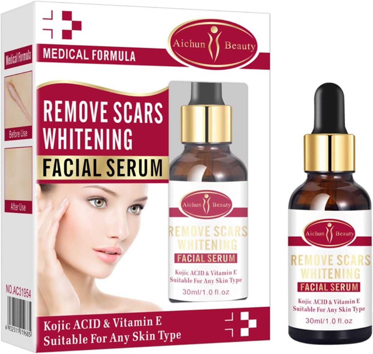 Aichun Beauty Scar Removal Facial Serum Pimples Stretch Marks Face Moisturizing Body Remove Scars Kojic Acid | Vitamin – E - Image 1