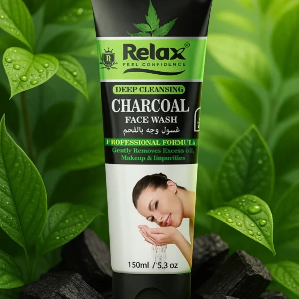 Relax Charcoal Face Wash – Deep Cleansing Oil Control & Impurity Remover (150ml, Original)