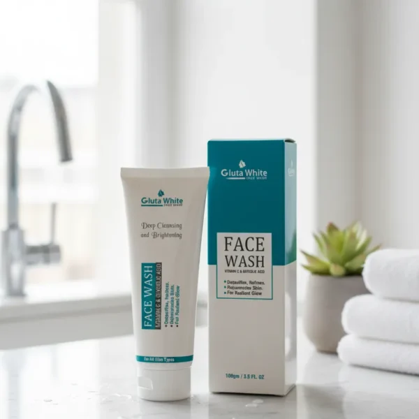 Gluta White Face Wash – Deep Cleansing & Brightening with Vitamin C & Glycolic Acid | Detoxifies, Refines & Rejuvenates Skin for Radiant Glow (100g)